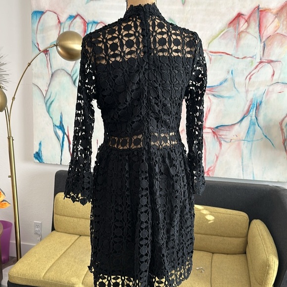🖤🖤🖤Eilly Bazar black dress  crochet large cocktail boho chic - Picture 7 of 9